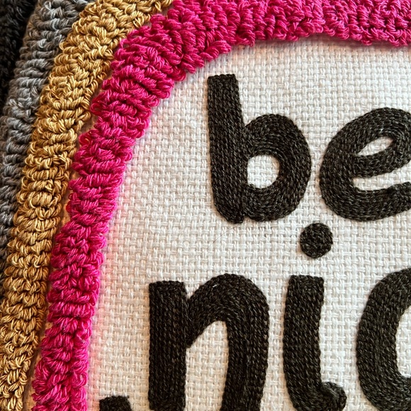 Be a Nice Human Embroidered Boho Rainbow Decorative Throw Pillow Cover 1… - Picture 4 of 6